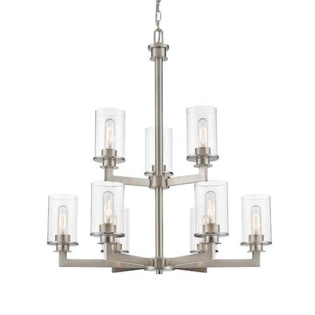 Z-Lite Savannah 9 Light Chandelier, Brushed Nickel & Clear 462-9BN